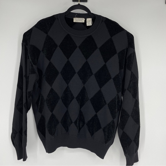 belvedere Other - Black Argyle Crewneck Pullover Sweater Vintage Italy